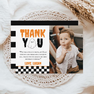 Carte De Remerciements Un joyeux Boo Retro Boy 1er Anniversaire Photo