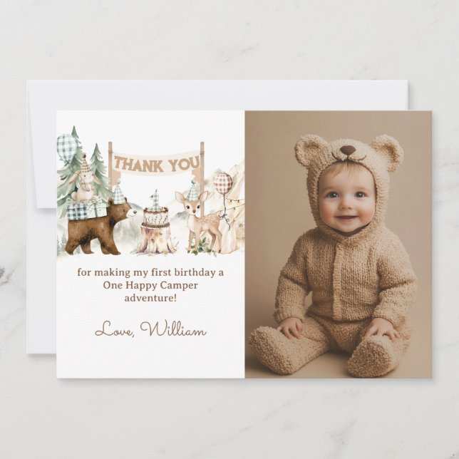 Carte De Remerciements Un Joyeux Camper Photo Premier anniversaire (Devant)