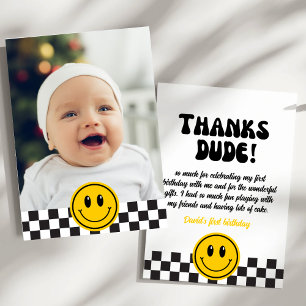 Carte De Remerciements Un joyeux mec avec un joyeux visage photo Annivers