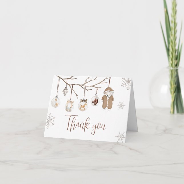 Carte De Remerciements Un joyeux petit Baby shower de Noël d'hiver (Devant)