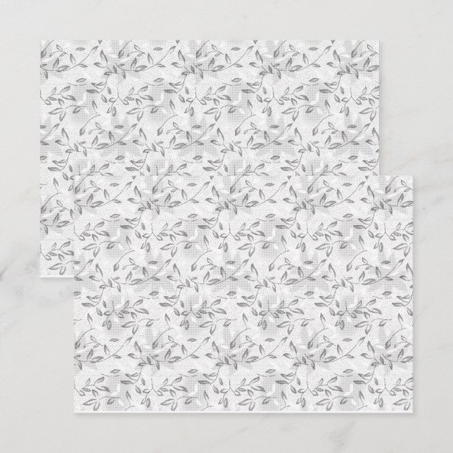 Carte De Remerciements Un motif floral noir et blanc raffiné, surligné (Devant / Derrière)
