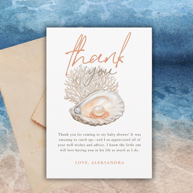Carte De Remerciements Un petit Baby shower de coquillages d'aquarelle pe (Créateur téléchargé)