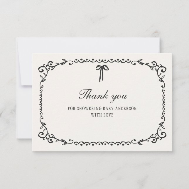 Carte De Remerciements Un petit Baby shower d'Halloween Bow Black Bow (Devant)