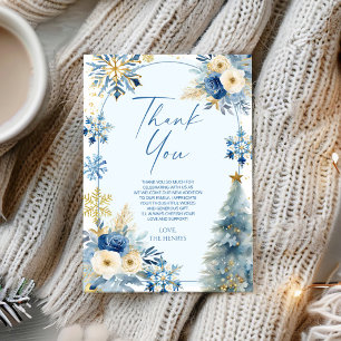 Carte De Remerciements Un petit Baby shower d'hiver bleu Snowflake