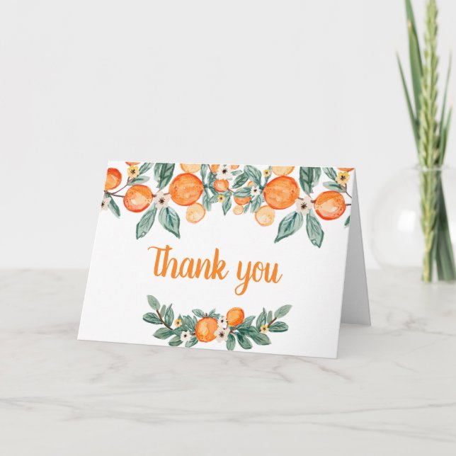 Carte De Remerciements Un Petit Baby shower D'Oranges Botaniques Cutie (Devant)