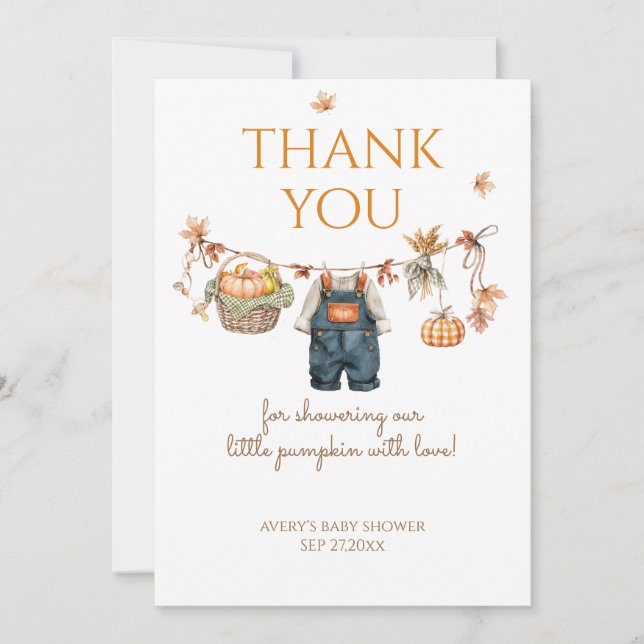 Carte De Remerciements Un petit Baby shower Rustique Boho Automne Un Peu  (Devant)