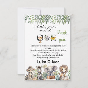 Carte De Remerciements un petit baby shower sauvage d'animaux safari
