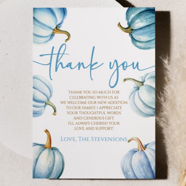 Carte De Remerciements Un Petit Citrouille Est En Route ! Baby shower (Créateur téléchargé)