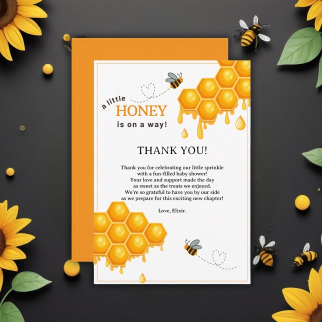 Carte De Remerciements Un Petit Miel Sur Le Chemin Honeycomb Baby shower (Créateur téléchargé)