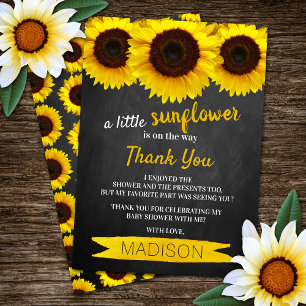 Carte De Remerciements Un Petit Tournesol Est En Route ! Baby shower