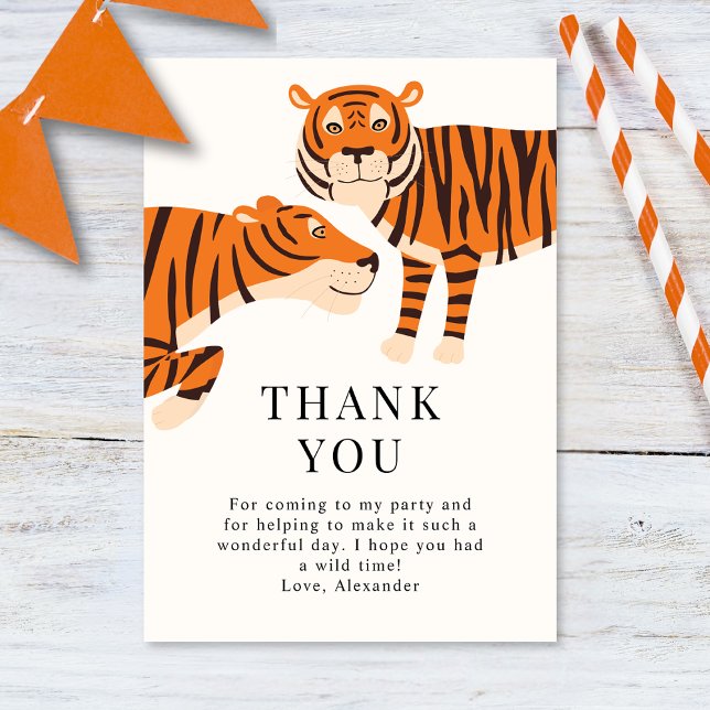 Carte De Remerciements Un Tigre sauvage mignon Enfants (Créateur téléchargé)