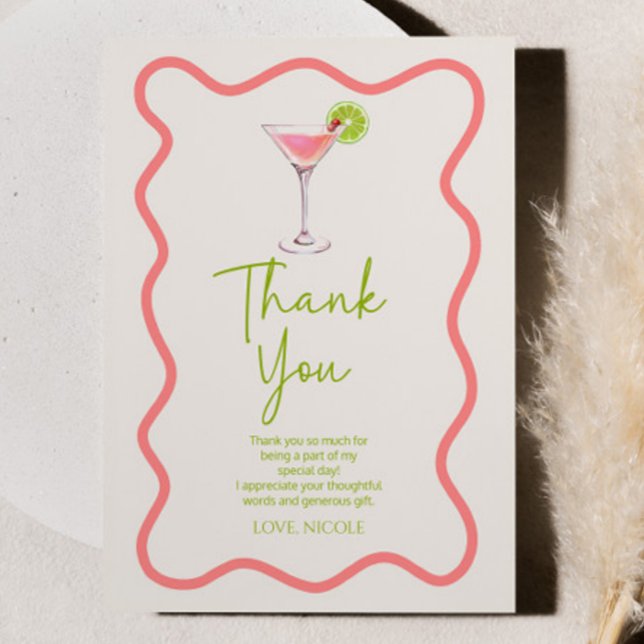 Carte De Remerciements Un Tini Un Peu Plus Ancien Cosmo Rose Martini Anni (Créateur téléchargé)
