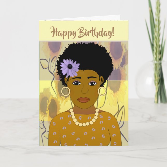 Carte De Remerciements Une Africaine Américaine Voici l'anniversaire du t (Devant)