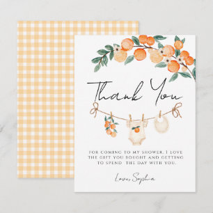 Carte De Remerciements Une Baby Shower pour un Petit Bout de Chou Orange 