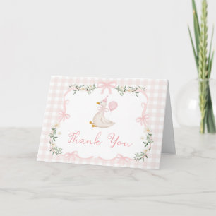 Carte De Remerciements Une Coquette d'une Oie Idiote Rose Gingham 1er Ann