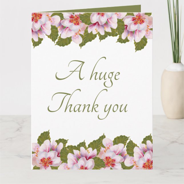 Carte De Remerciements Une énorme fleur de cerisier ajoute un sentiment (Devant)