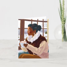 Une femme afro-américaine boit du cacao en hiver