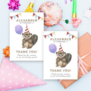Carte De Remerciements Une fête d'anniversaire de petit castor