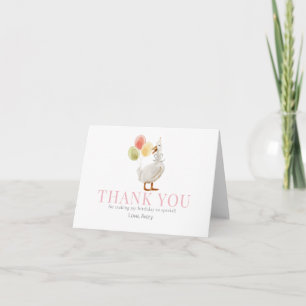 Carte De Remerciements Une fille d'oie sotte rose anniversaire