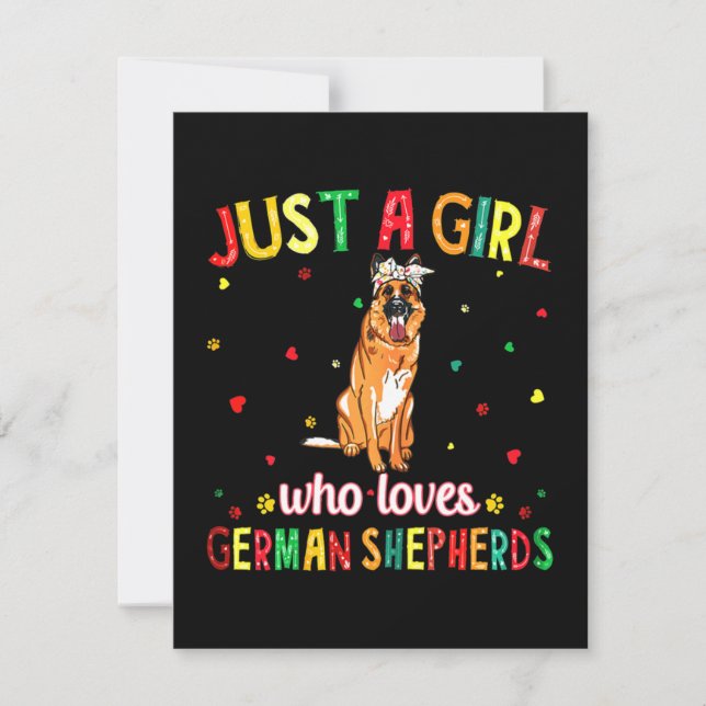 Carte De Remerciements Une fille qui aime les bergers allemands chien (Devant)