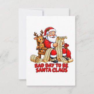 Carte De Remerciements Une mauvaise journée pour le Père Noël Funny Noël