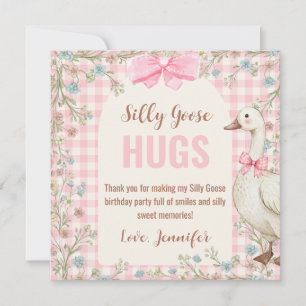 Carte De Remerciements Une Oie Idiote Anniversaire Gingham Rose