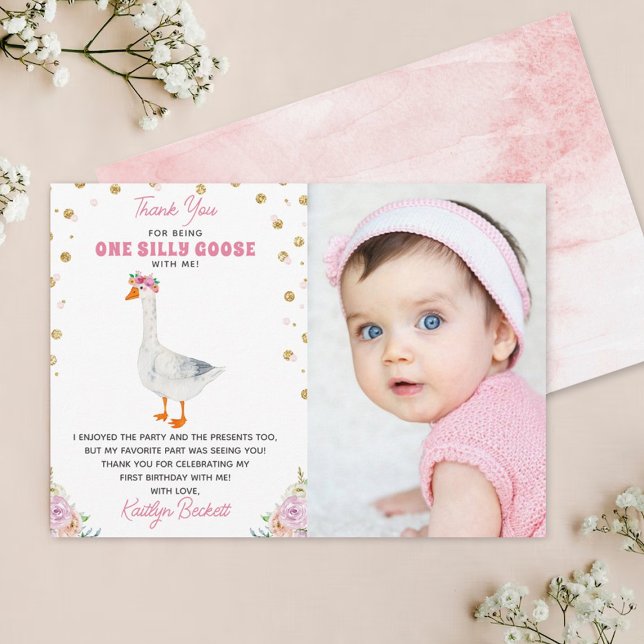 Carte De Remerciements Une oie sotte fille 1er anniversaire Photo (Créateur téléchargé)