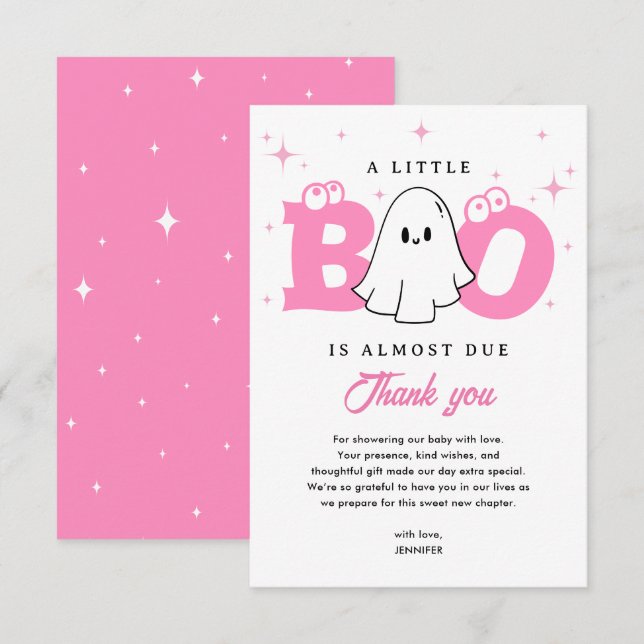 Carte De Remerciements Une petite fille fantôme mignonne pour la Baby Sho (Devant / Derrière)