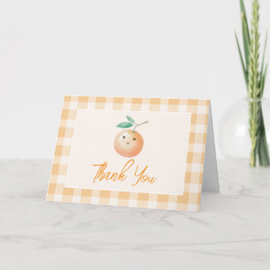 Carte De Remerciements Une petite mignonne orange gingham citrus baby sho