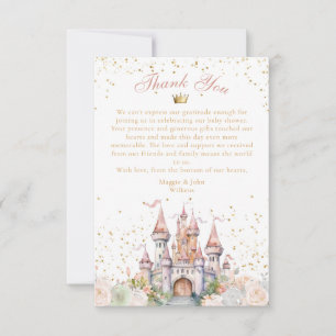 Carte De Remerciements Une petite princesse Blush Gold Crown Castle Douch