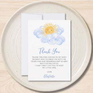 Carte De Remerciements Une petite touche de soleil pour la Baby Shower d'