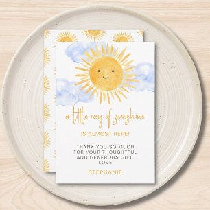 Carte De Remerciements Une petite touche de soleil Shower bébé nuages