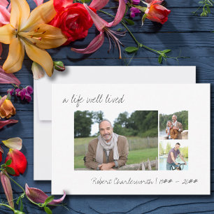 Carte De Remerciements Une vie bien vécue Script Décontracté 3 Photo Funé