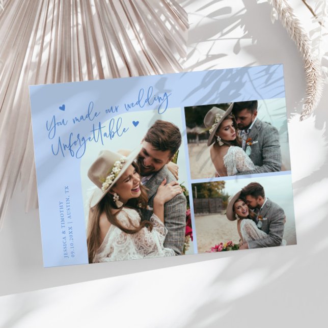 Carte De Remerciements Unforgettable Wedding Icy Blue Multi Photo (Créateur téléchargé)
