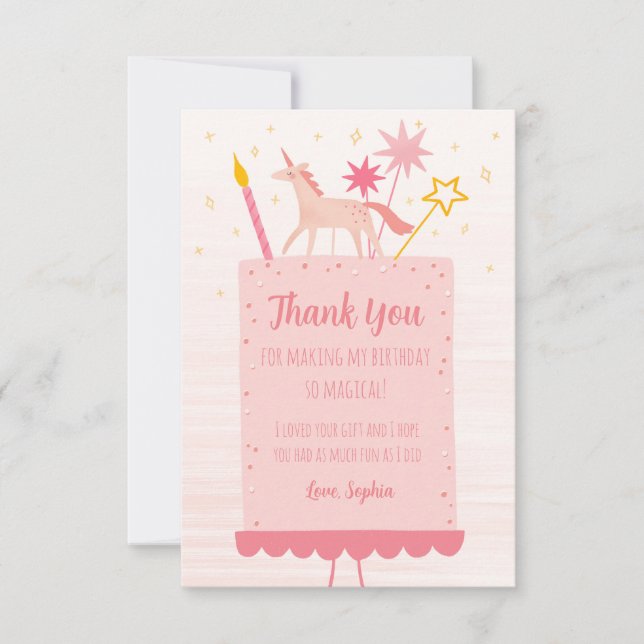 Carte De Remerciements Unicorn Flat Anniversaire (Devant)