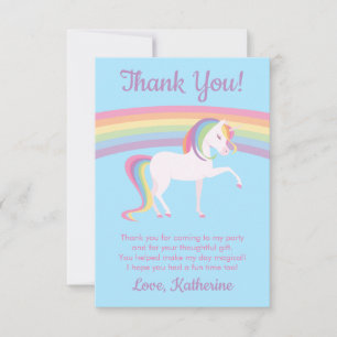 Carte De Remerciements Unicorne arc-en-ciel