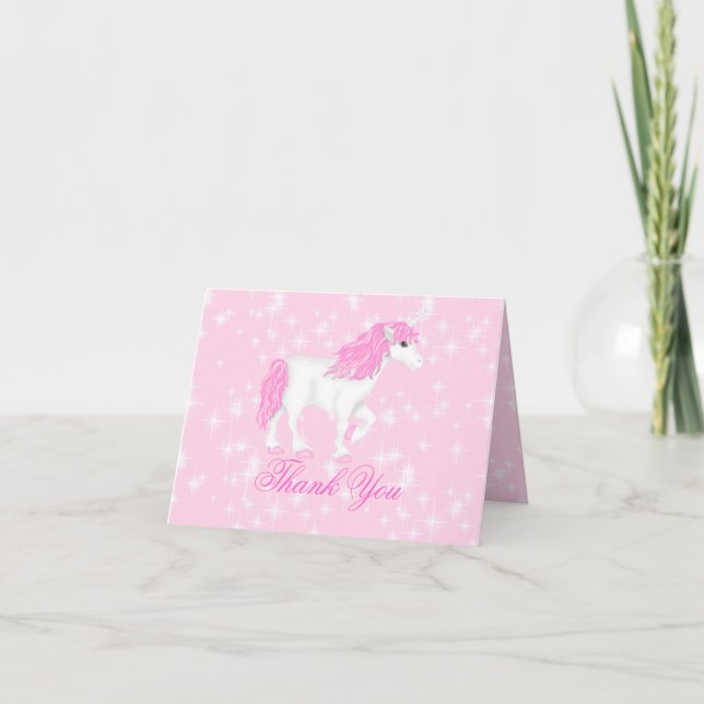 Carte de remerciements Unicorne rose (Devant)