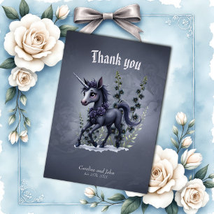 Carte De Remerciements Unicorne stylisée dans la splendeur florale.