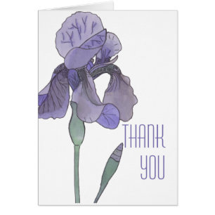 Carte de remerciements unique violet Iris