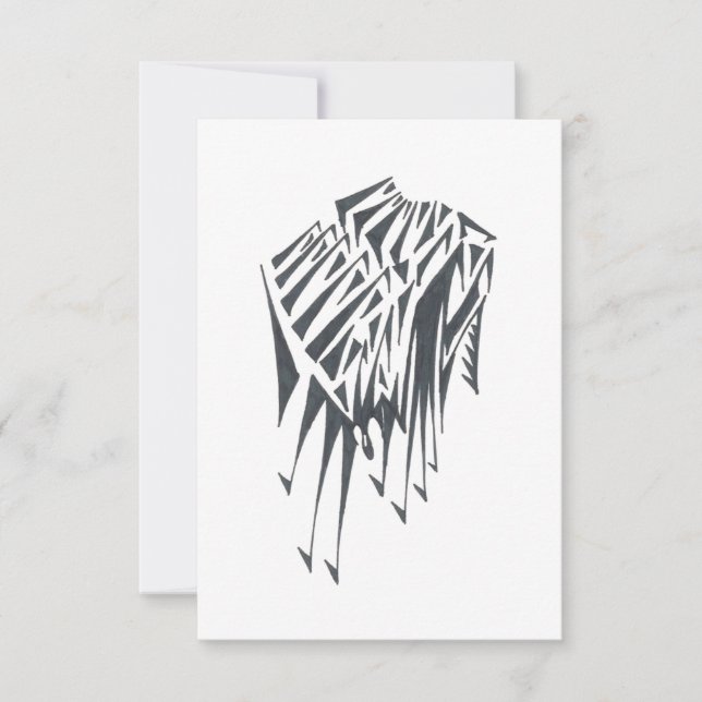 Carte De Remerciements Upside Down Black White Abstract Tribal Tattoo Art (Devant)