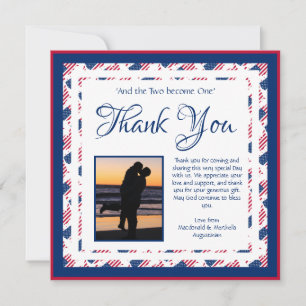 Carte De Remerciements USA AMERICA FLAG Personnalisé Carré patriotique Ma