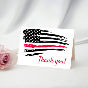 Carte De Remerciements USA Aquarelle Drapeau américain Militaire Patrioti