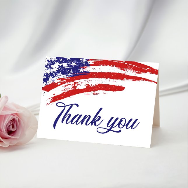 Carte De Remerciements USA Aquarelle Drapeau américain Militaire Patrioti (Créateur téléchargé)