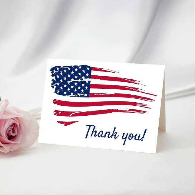 Carte De Remerciements USA Aquarelle Drapeau américain Militaire Patrioti (Créateur téléchargé)