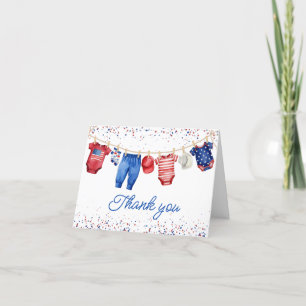 Carte De Remerciements USA Patriotic All American Baby Rouge Blanc et Ble