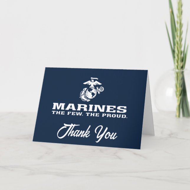 Carte De Remerciements USMC Les rares Logo Fiers Empilés - Blanc (Devant)