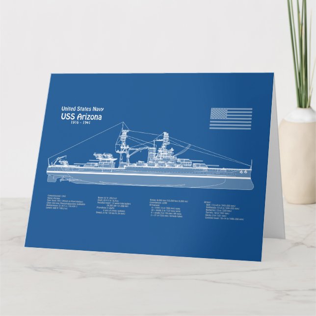 Carte De Remerciements USS Arizona - Plan de plan d'expédition ABD (Devant)