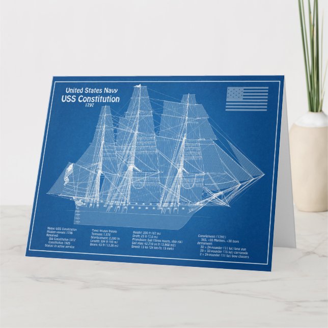 Carte De Remerciements USS Constitution - Plan directeur des navires ABD (Devant)