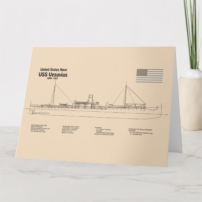Carte De Remerciements USS Vesuvius - Plan directeur des navires SD (Devant)