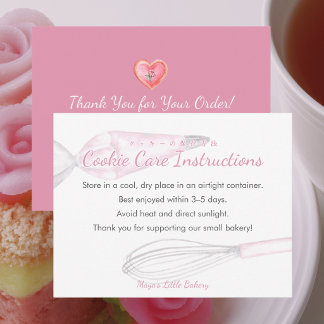 Carte De Remerciements Ustensiles de cuisine rose Instructions d'entretie
